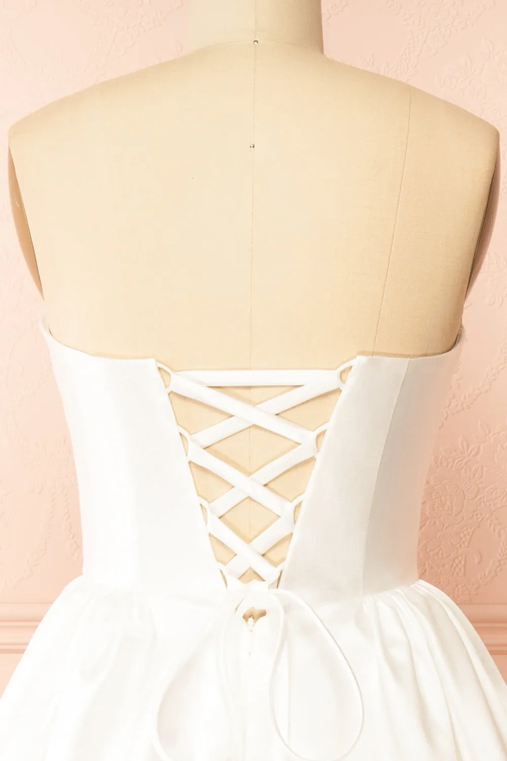 Thalania | Long White Satin Dress with Fitted Bodice and Pockets sold by Boutique 1861 product image thumbnail 5