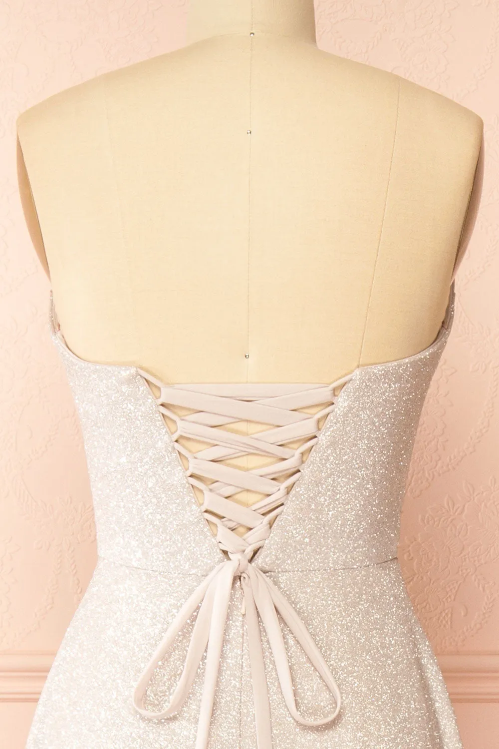 Fitzi Champagne | Sparkly Strapless Maxi Dress with Pockets sold by Boutique 1861 product image thumbnail 4