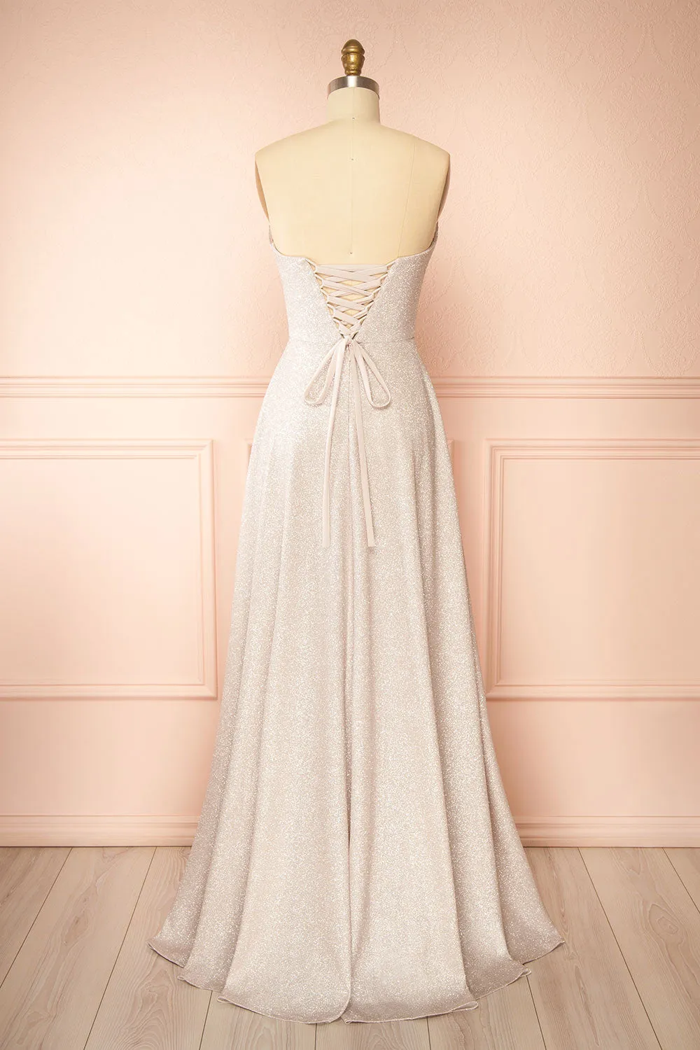 Fitzi Champagne | Sparkly Strapless Maxi Dress with Pockets sold by Boutique 1861 product image thumbnail 5