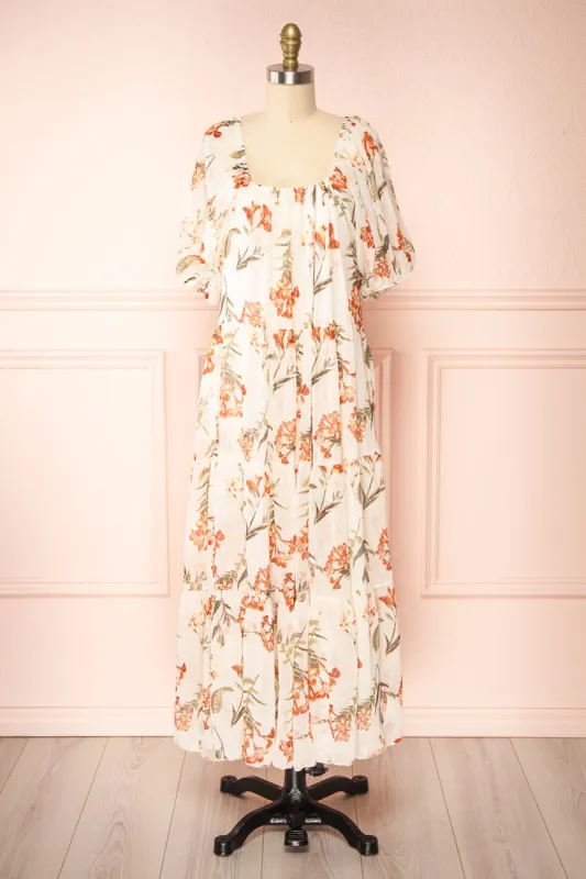 Leyla | Floral Pattern Midi Dress sold by Boutique 1861