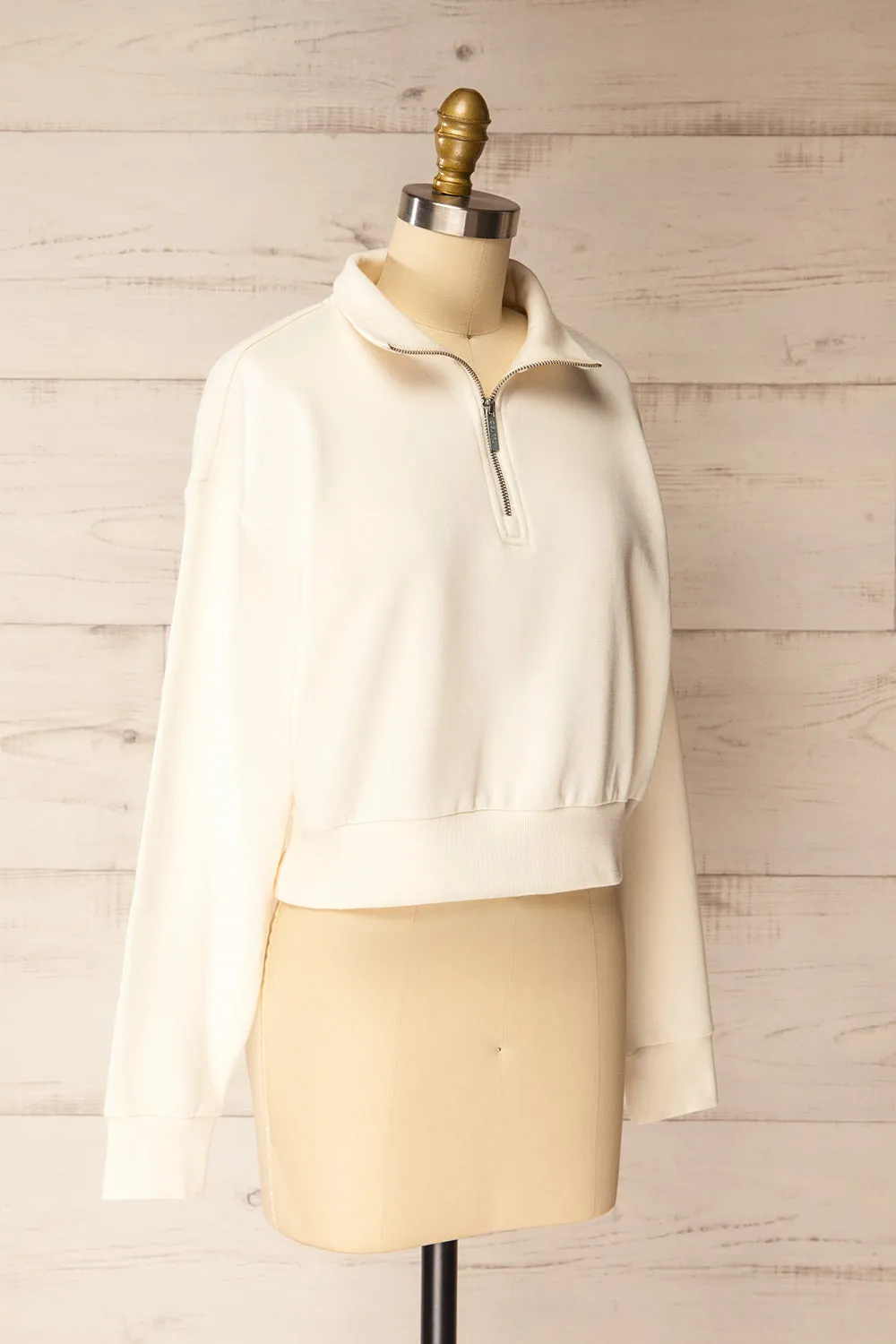 Kathua | White Cropped Quarter-Zip Sweatshirt sold by Boutique 1861 product image thumbnail 3