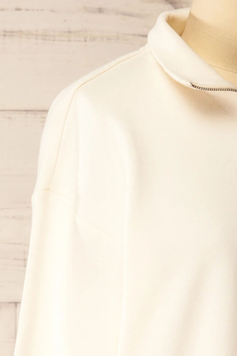 Kathua | White Cropped Quarter-Zip Sweatshirt sold by Boutique 1861 product image thumbnail 4