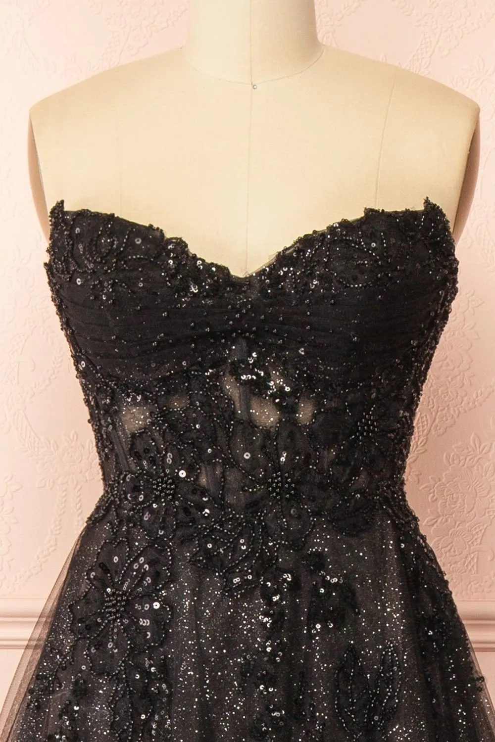 Dulcia Black | Sequined Maxi Corset Dress with Slit sold by Boutique 1861 product image thumbnail 4