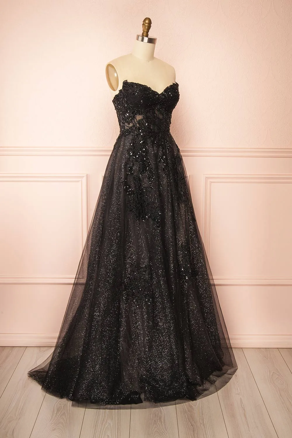 Dulcia Black | Sequined Maxi Corset Dress with Slit sold by Boutique 1861 product image thumbnail 5