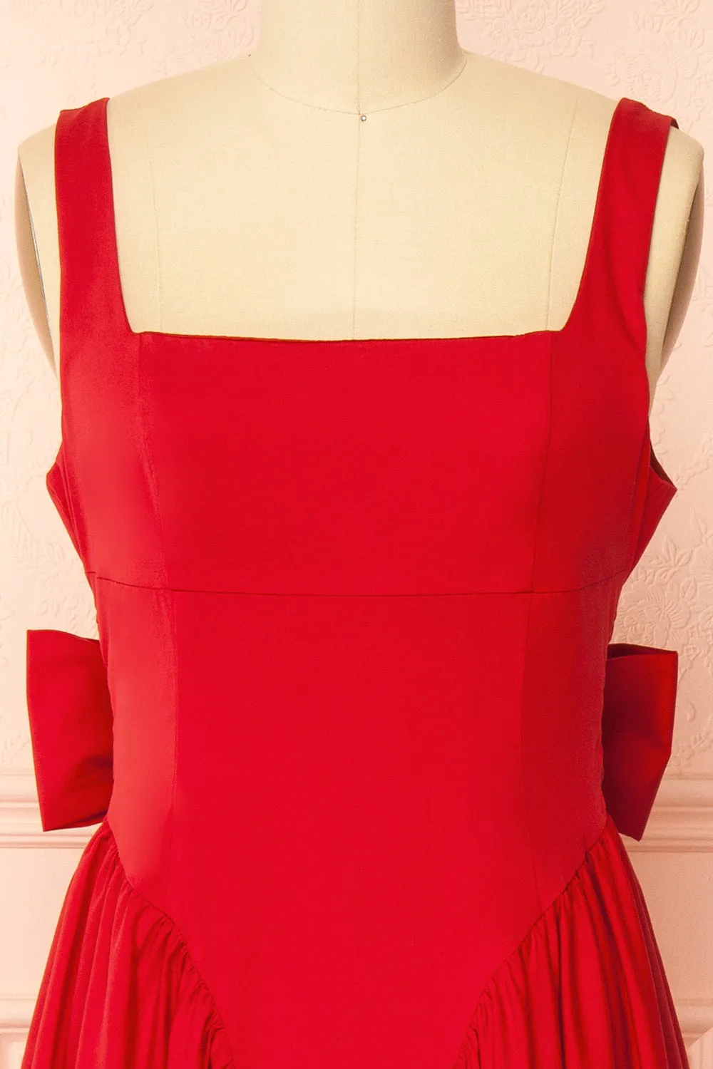 Mariah | A-Line Midi Red Dress with Ribbons at Back sold by Boutique 1861 product image thumbnail 4