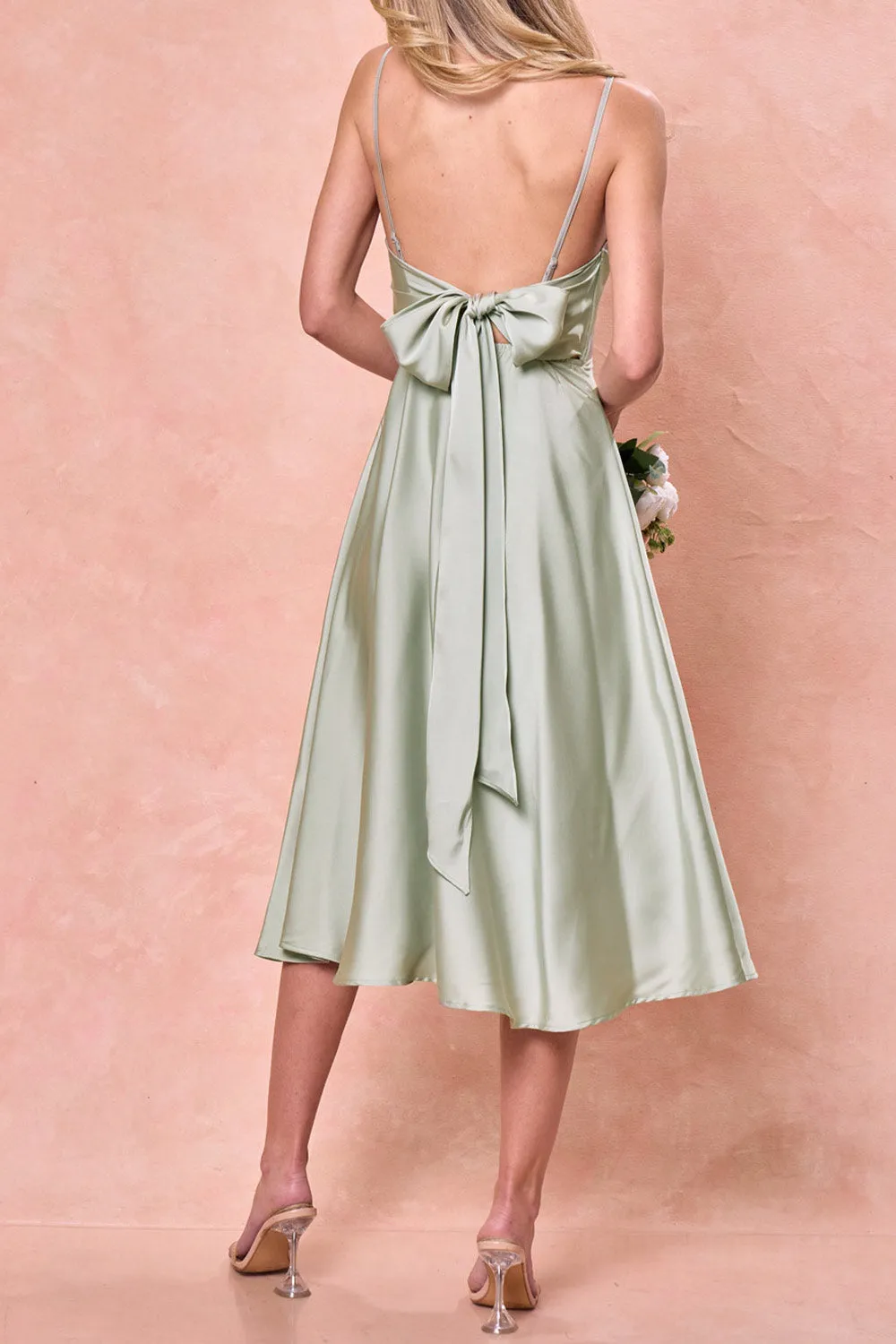 Prudence Sage | Tie-Back Midi Dress sold by Boutique 1861 product image thumbnail 3
