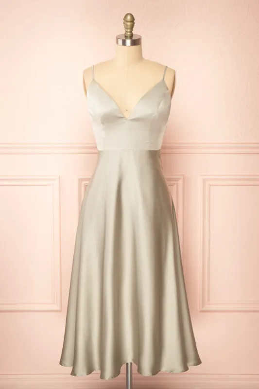 Prudence Sage | Tie-Back Midi Dress sold by Boutique 1861