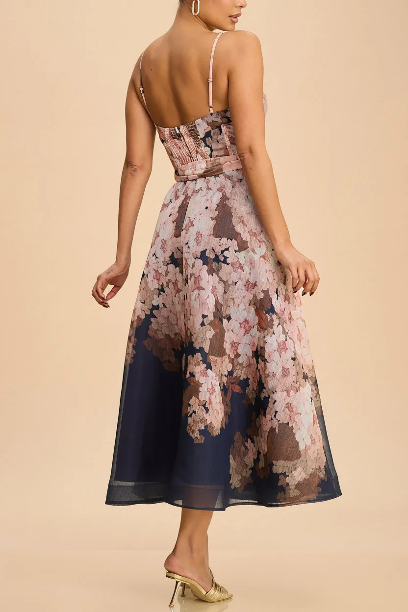 Frances | Midi Floral Dress with Belt and Pockets sold by Boutique 1861 product image thumbnail 4
