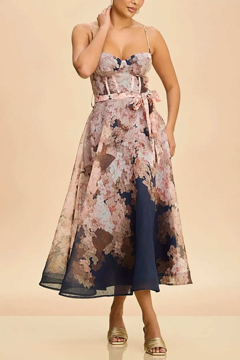 Frances | Midi Floral Dress with Belt and Pockets sold by Boutique 1861 product image thumbnail 3
