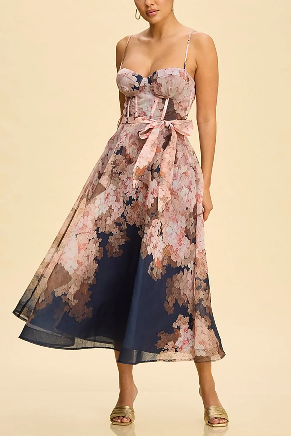 Frances | Midi Floral Dress with Belt and Pockets sold by Boutique 1861 product image thumbnail 2