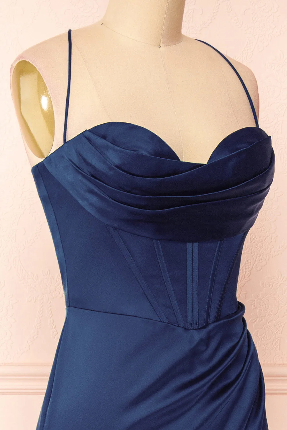 Kesha Navy | Corset Cowl Neck Maxi Dress sold by Boutique 1861 product image thumbnail 5