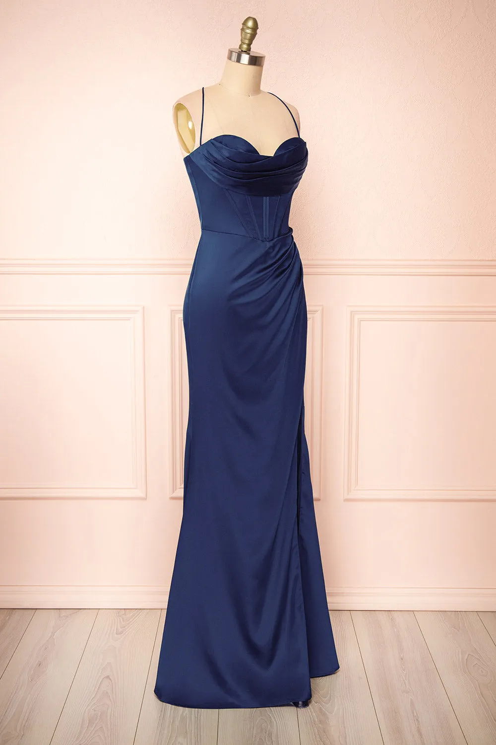 Kesha Navy | Corset Cowl Neck Maxi Dress sold by Boutique 1861 product image thumbnail 4