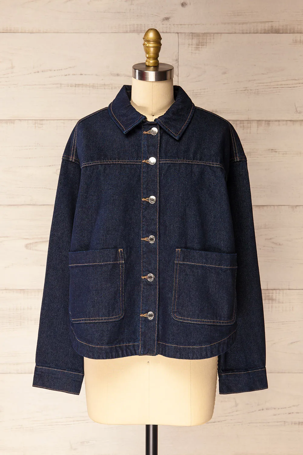 Matera Dark Wash | Denim Button-Up Jacket with Pockets sold by Boutique 1861
