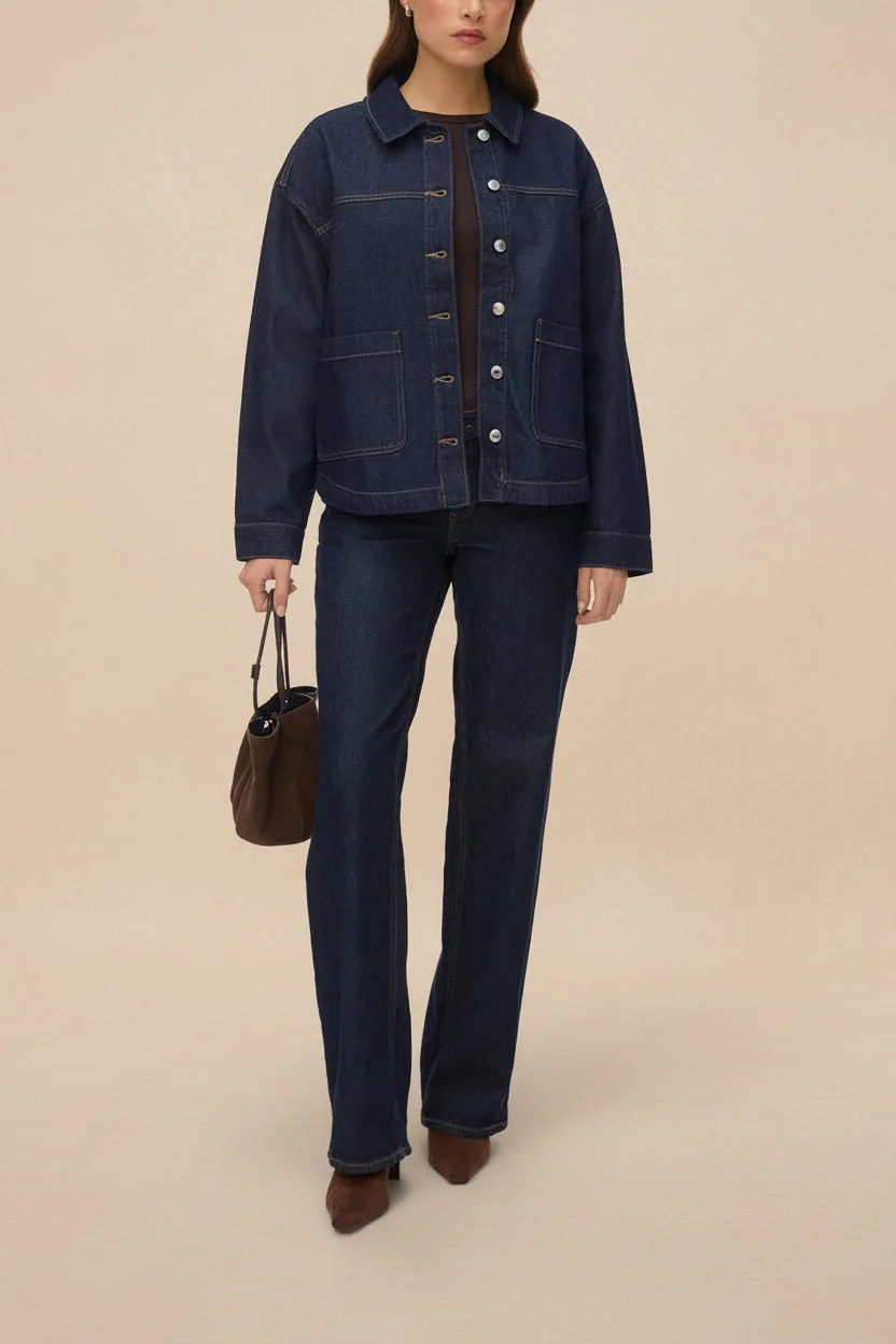 Matera Dark Wash | Denim Button-Up Jacket with Pockets sold by Boutique 1861 product image thumbnail 2