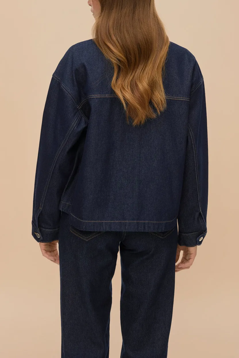 Matera Dark Wash | Denim Button-Up Jacket with Pockets sold by Boutique 1861 product image thumbnail 5