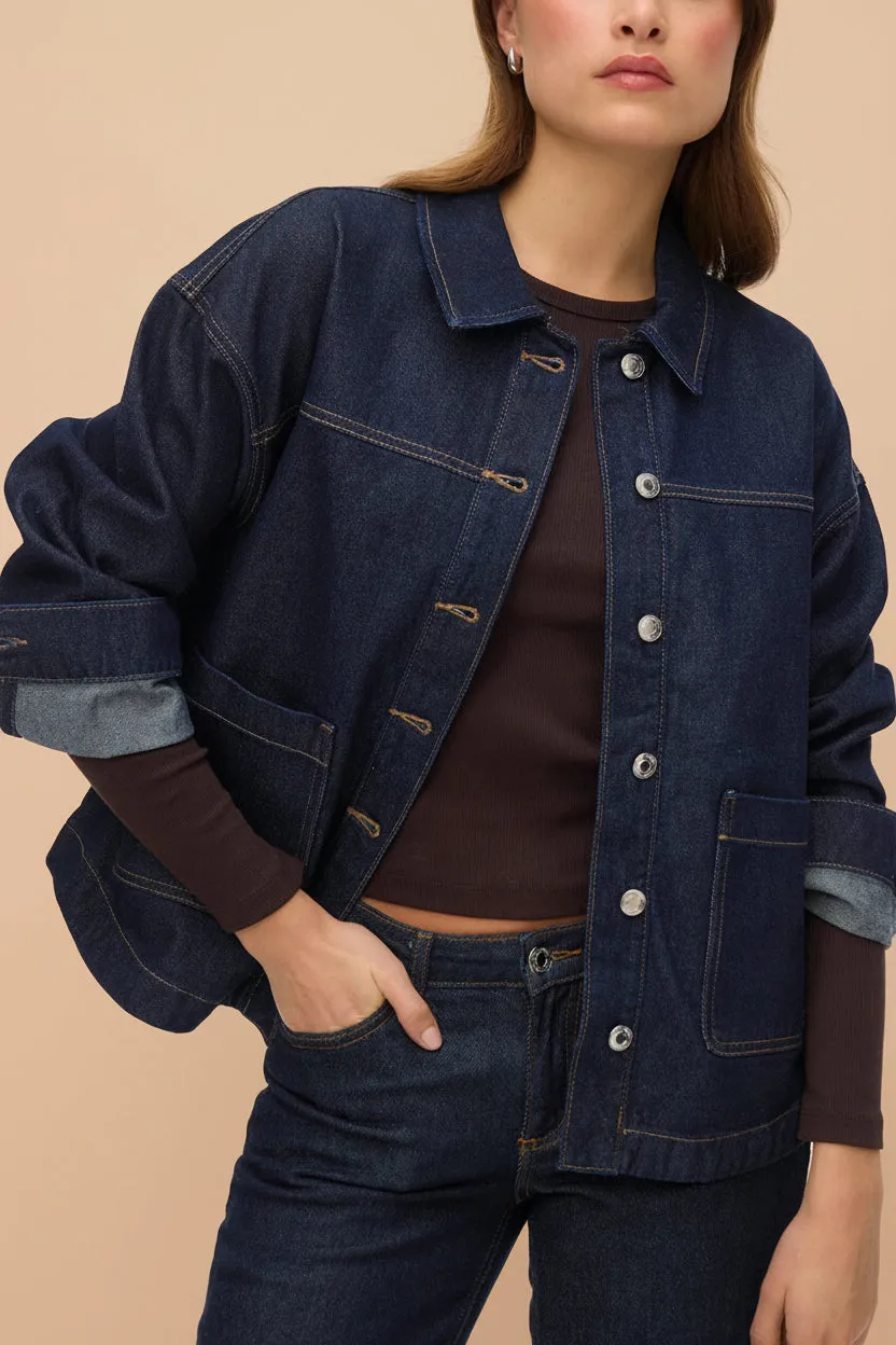 Matera Dark Wash | Denim Button-Up Jacket with Pockets sold by Boutique 1861 product image thumbnail 3