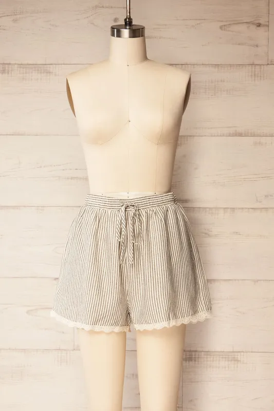 Desio Navy | Striped Pajama Shorts with Pockets made by Boutique 1861