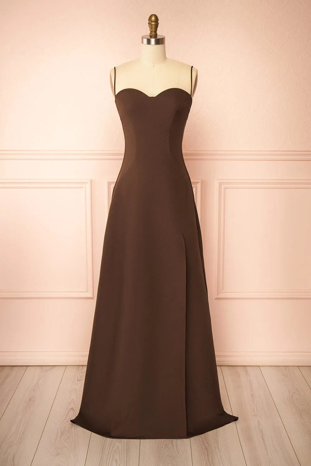 Amellia Brown | A-Line Maxi Dress with Front Slit by Arti Gogna sold by Boutique 1861