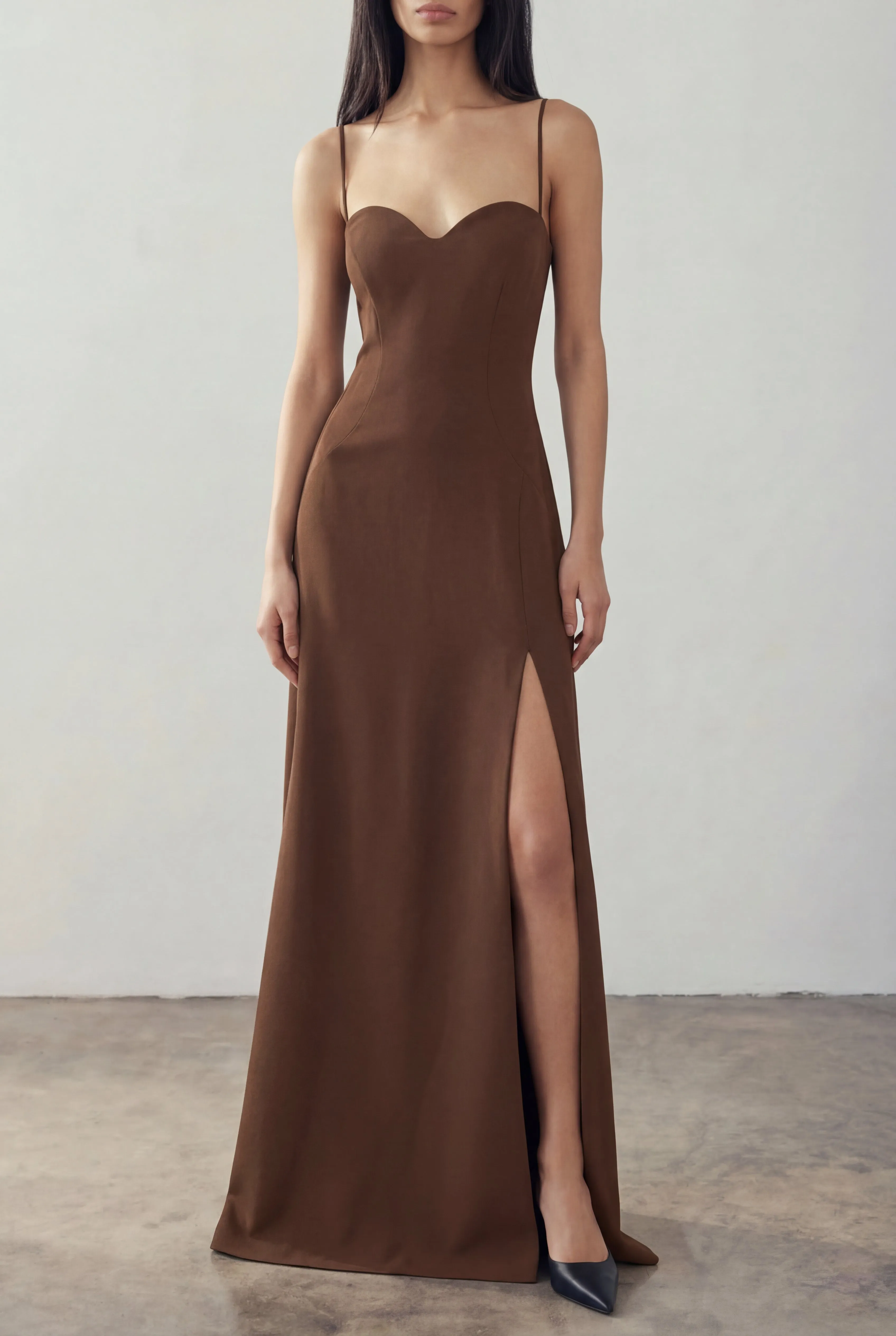 Amellia Brown | A-Line Maxi Dress with Front Slit by Arti Gogna sold by Boutique 1861 product image thumbnail 3