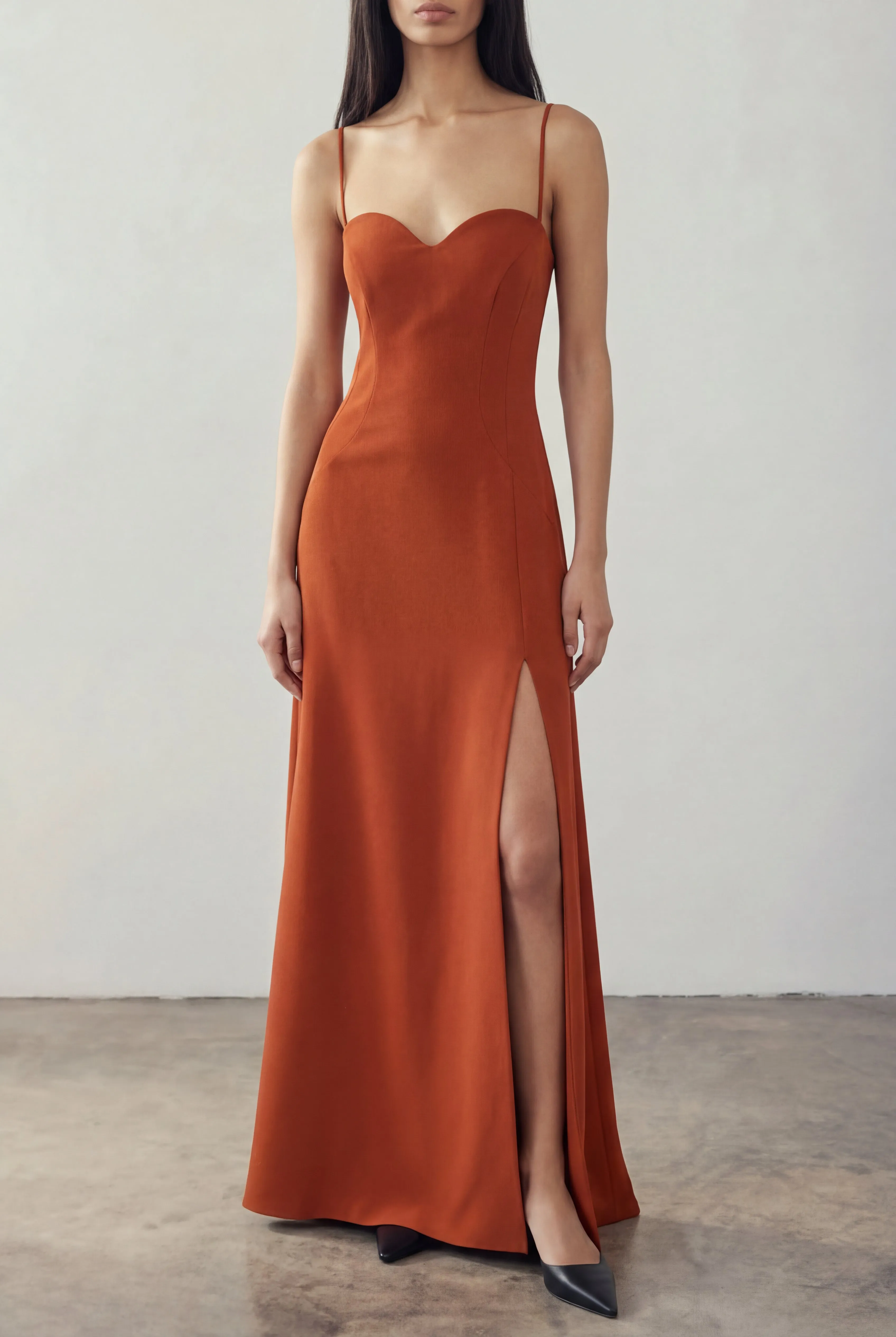 Amellia Rust | A-Line Maxi Dress with Front Slit by Arti Gogna sold by Boutique 1861 product image thumbnail 3