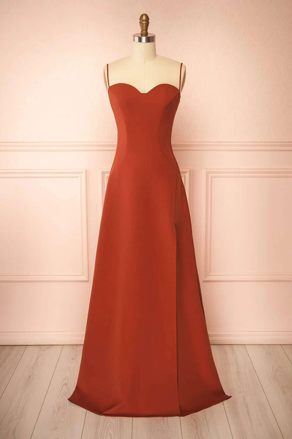 Amellia Rust | A-Line Maxi Dress with Front Slit by Arti Gogna sold by Boutique 1861