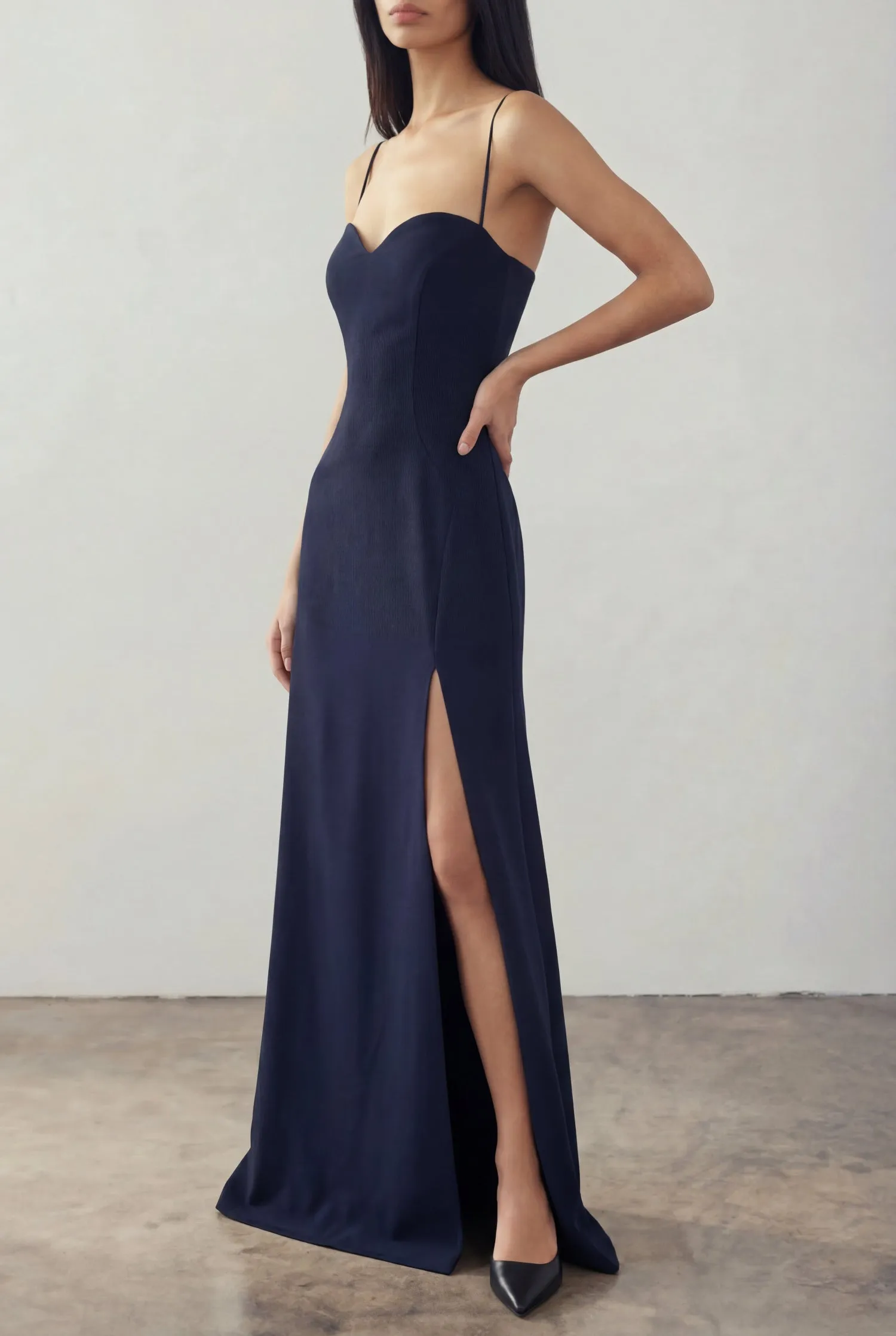 Amellia Navy | A-Line Maxi Dress with Front Slit by Arti Gogna sold by Boutique 1861 product image thumbnail 3