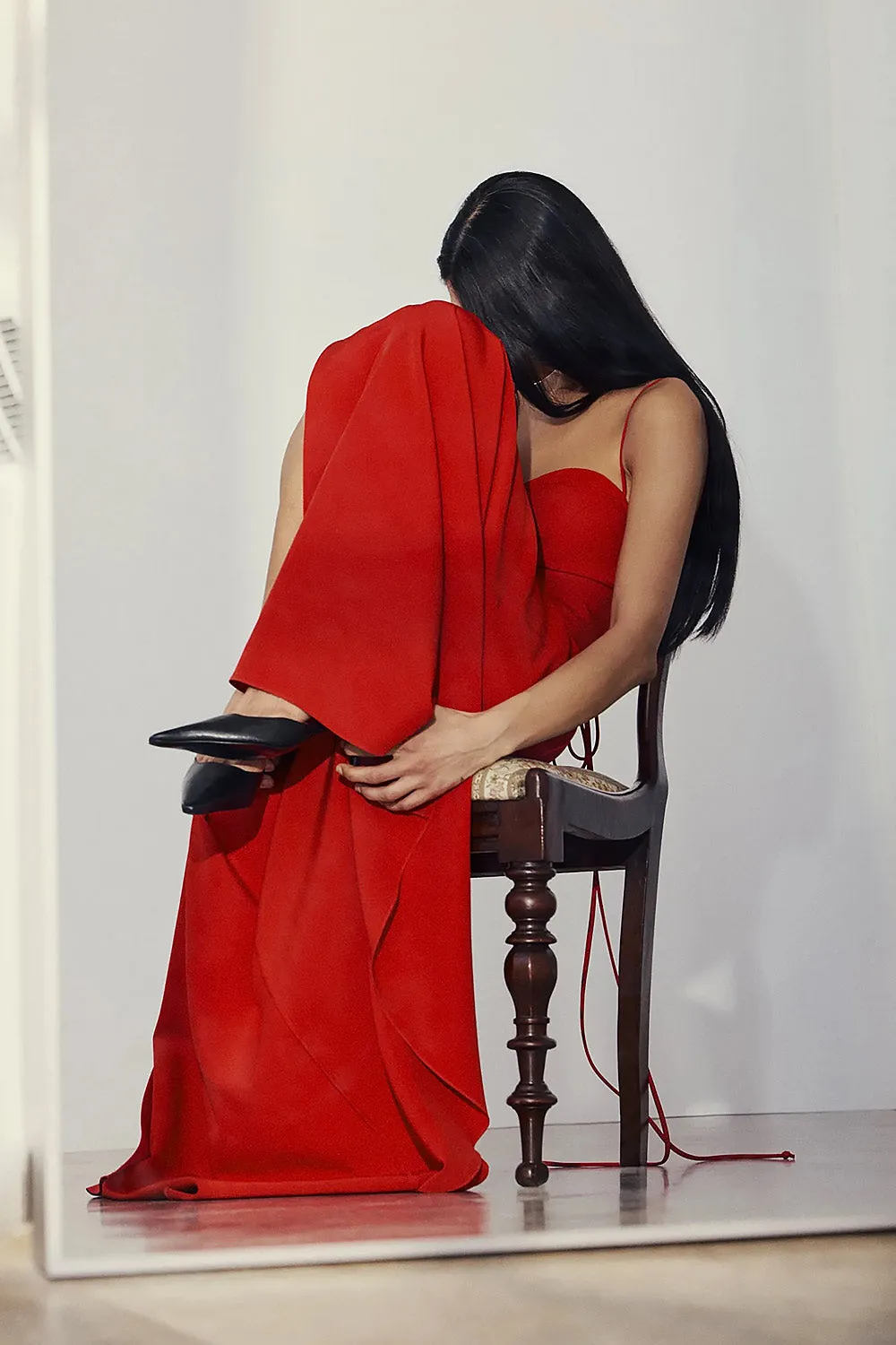 Amellia Red | A-Line Maxi Dress with Front Slit by Arti Gogna sold by Boutique 1861 product image thumbnail 4