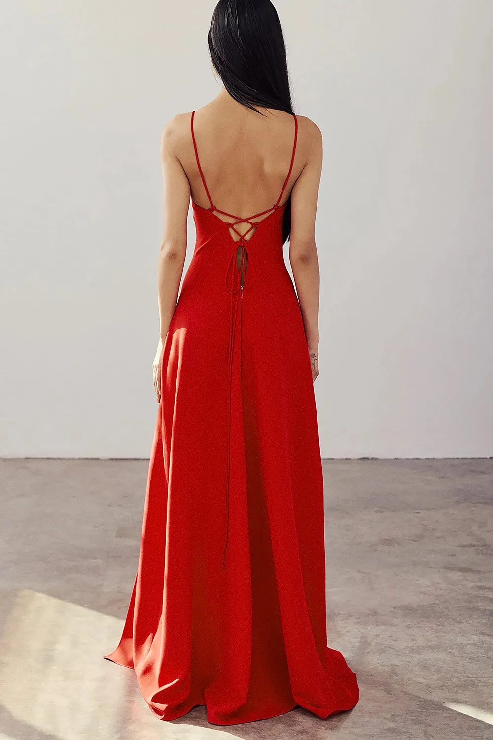 Amellia Red | A-Line Maxi Dress with Front Slit by Arti Gogna sold by Boutique 1861 product image thumbnail 2
