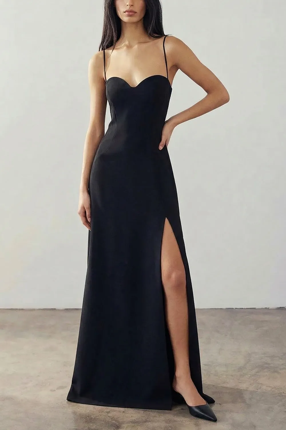 Amellia Black | A-Line Maxi Dress with Front Slit by Arti Gogna sold by Boutique 1861 product image thumbnail 3