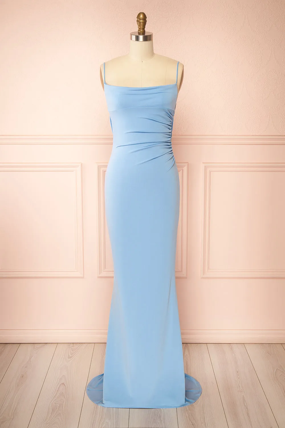 Nayla Light Blue | Mermaid Maxi Dress with Open Back sold by Boutique 1861