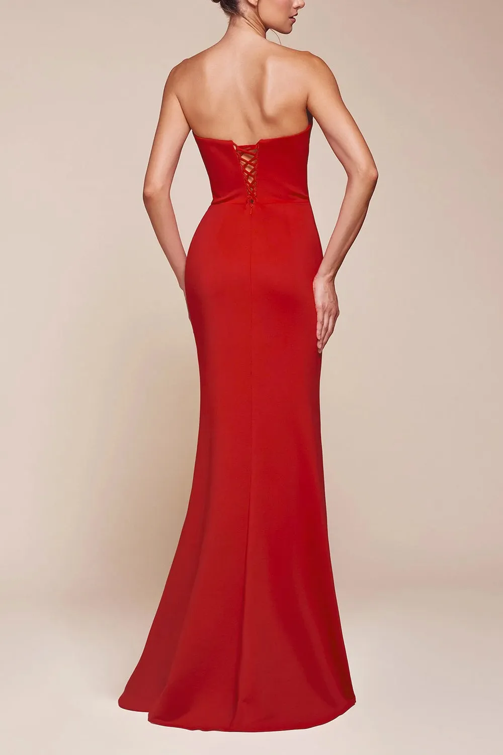 Ailsa Red | Strapless Gown with High Slit sold by Boutique 1861 product image thumbnail 3