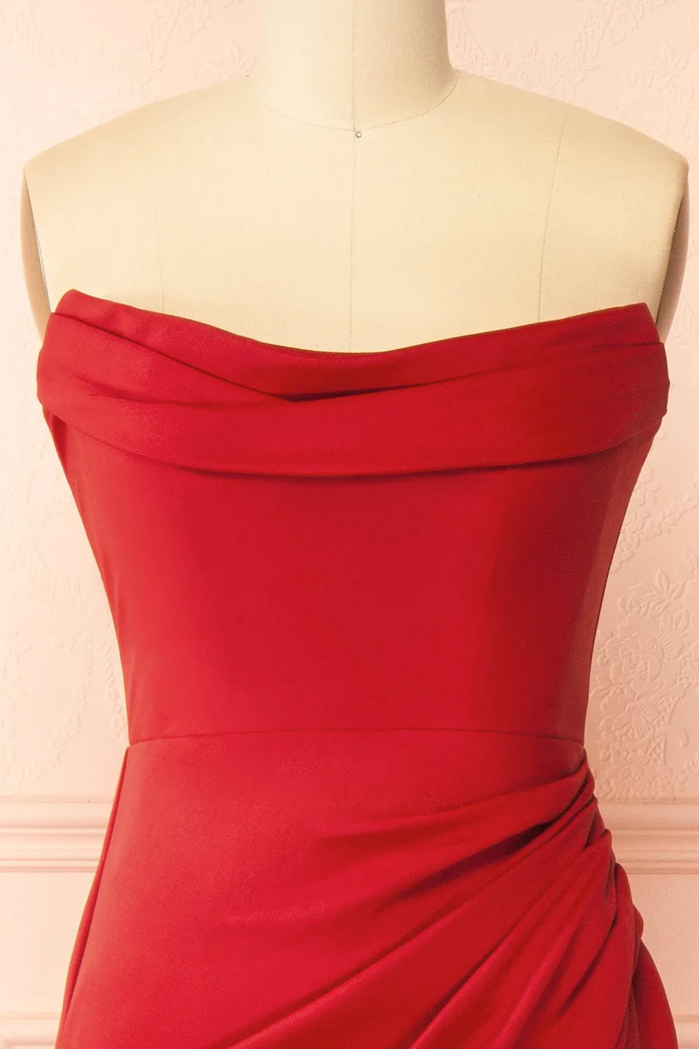 Ailsa Red | Strapless Gown with High Slit sold by Boutique 1861 product image thumbnail 4