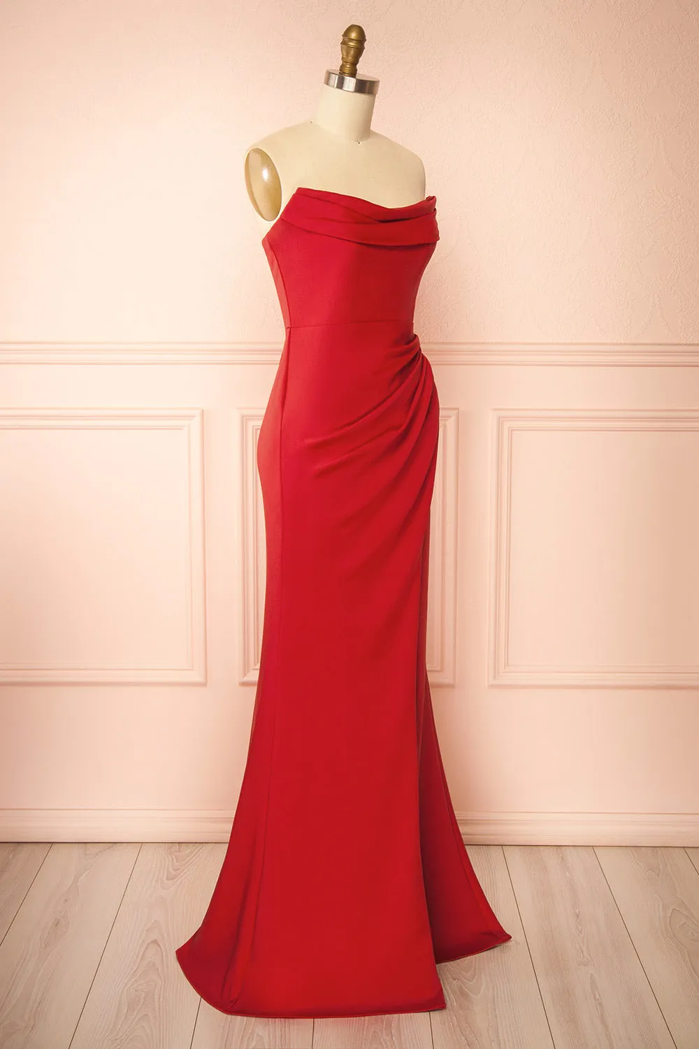 Ailsa Red | Strapless Gown with High Slit sold by Boutique 1861 product image thumbnail 5