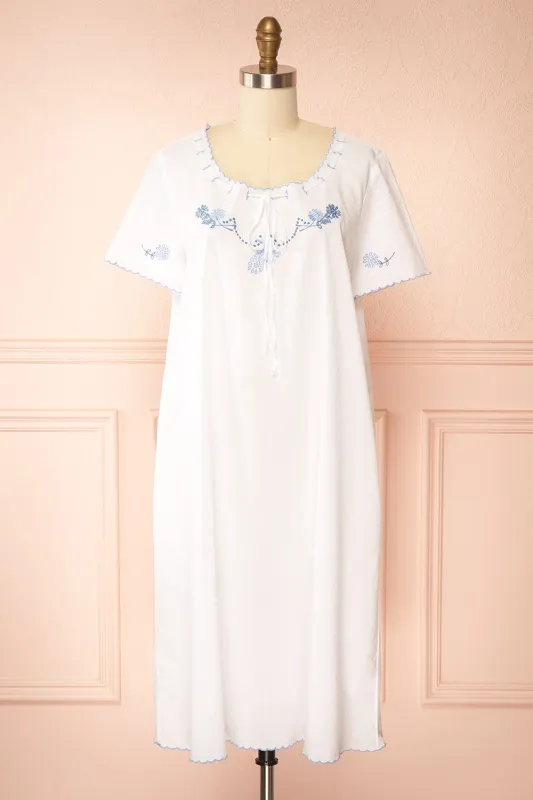 Deirdre | White Midi Nightgown with Pockets by April Cornell made by Boutique 1861