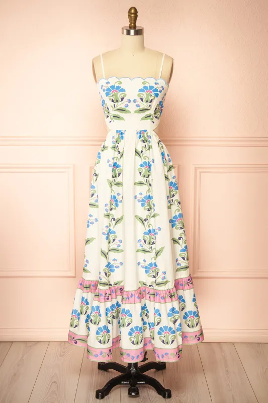 Raleigh | Floral Midi Dress with Scalloped Neckline made by Boutique 1861