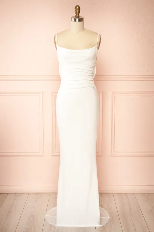 Naylee | White Mermaid Bridal Maxi Dress with Open Back made by Boutique 1861