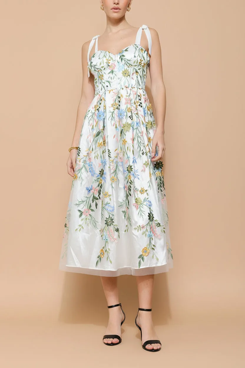 Jacinta | White Tulle Midi Corset Dress with Pockets sold by Boutique 1861 product image thumbnail 2