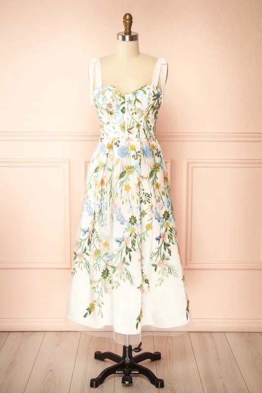 Jacinta | White Tulle Midi Corset Dress with Pockets made by Boutique 1861