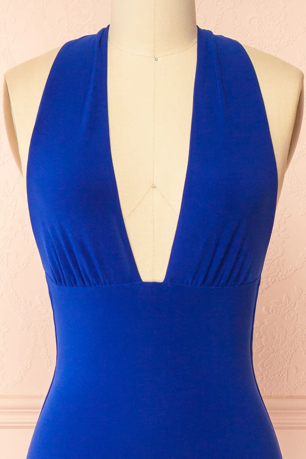 Caiden Blue | Halter V Neck Open Back Mermaid Dress sold by Boutique 1861 product image thumbnail 3