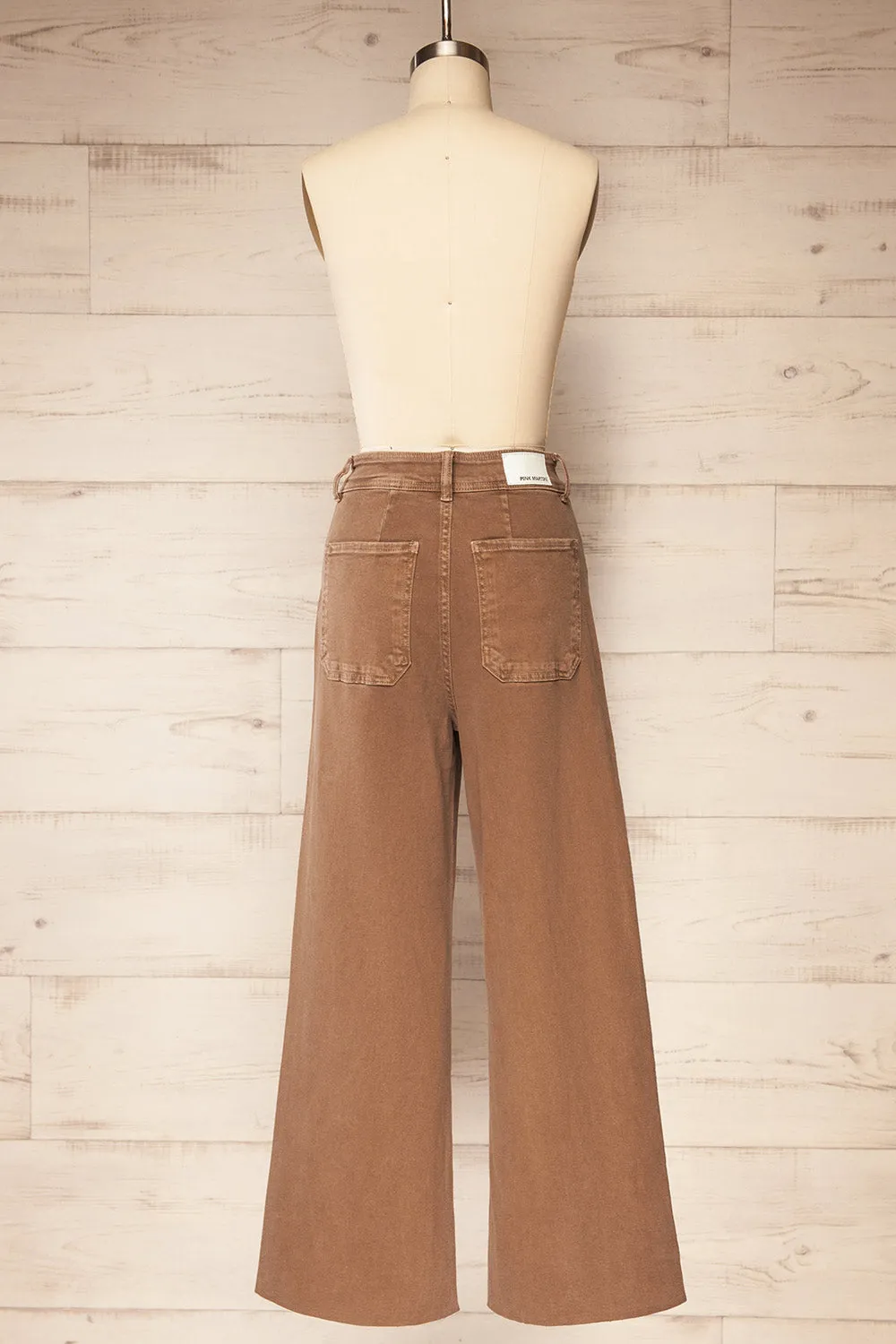 Mallarie | Brown High-Waisted Straight-Leg Denim Pants with Raw Hem sold by Boutique 1861 product image thumbnail 5