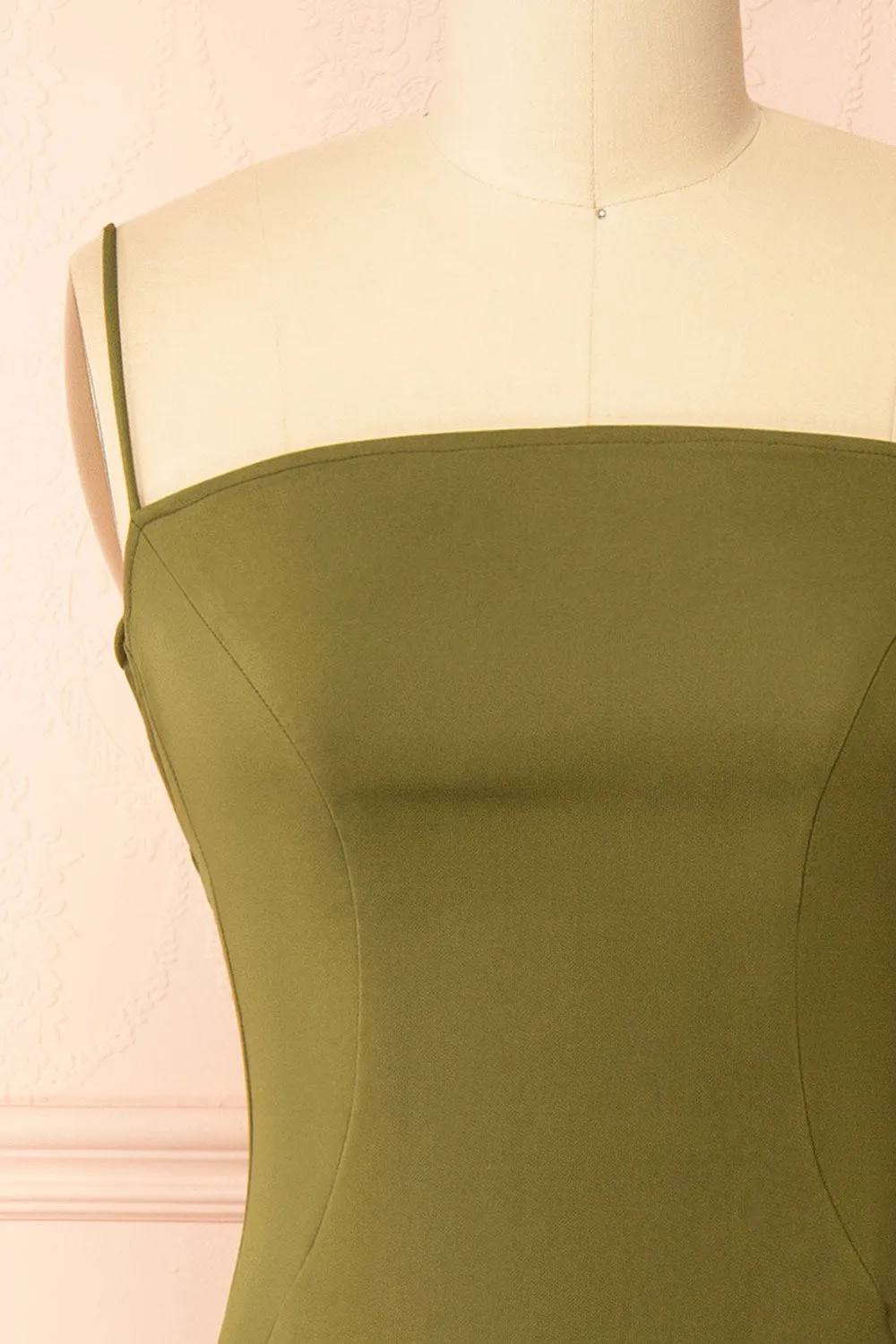 Arannia Khaki | Fitted Midi Dress with Laced Back by Arti Gogna sold by Boutique 1861 product image thumbnail 5