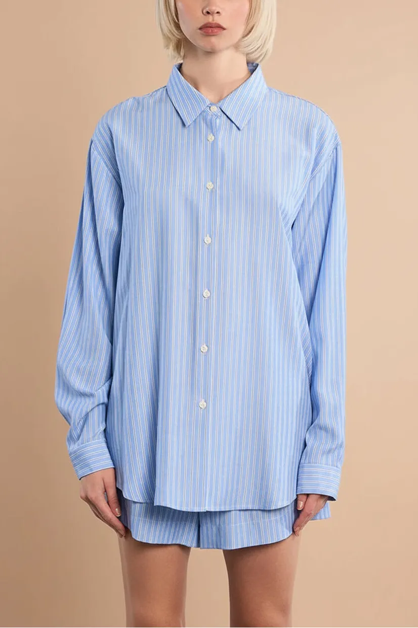 Nogales | Oversized Striped Blue Shirt sold by Boutique 1861 product image thumbnail 2