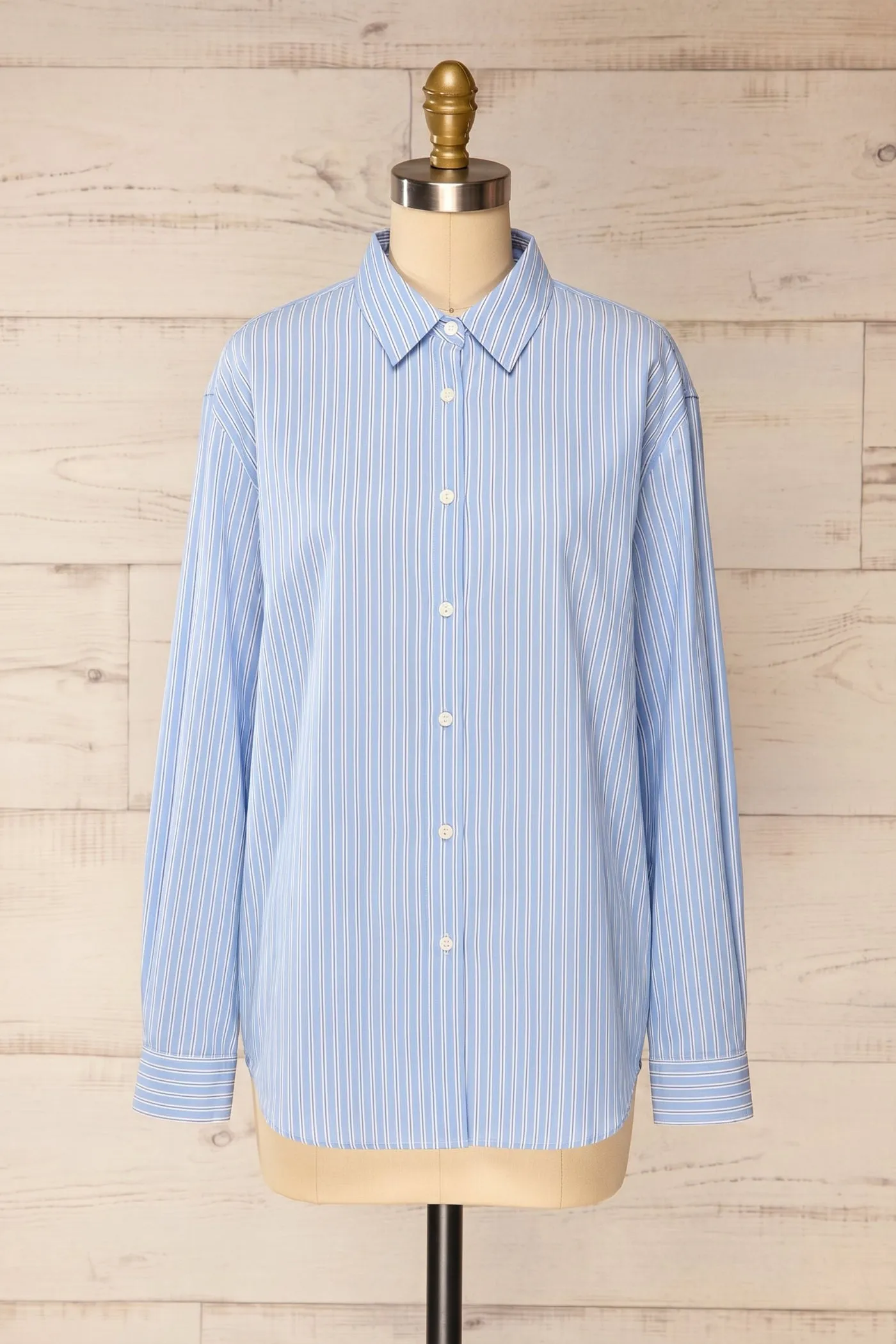 Nogales | Oversized Striped Blue Shirt sold by Boutique 1861