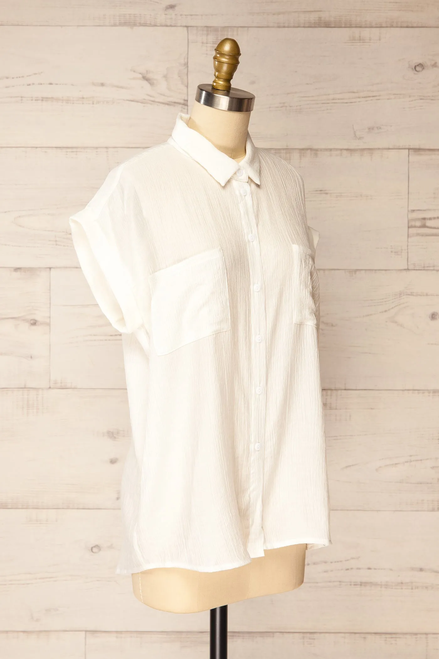Patiala | Ivory Sheer Short Sleeve Button-Down Shirt sold by Boutique 1861 product image thumbnail 2