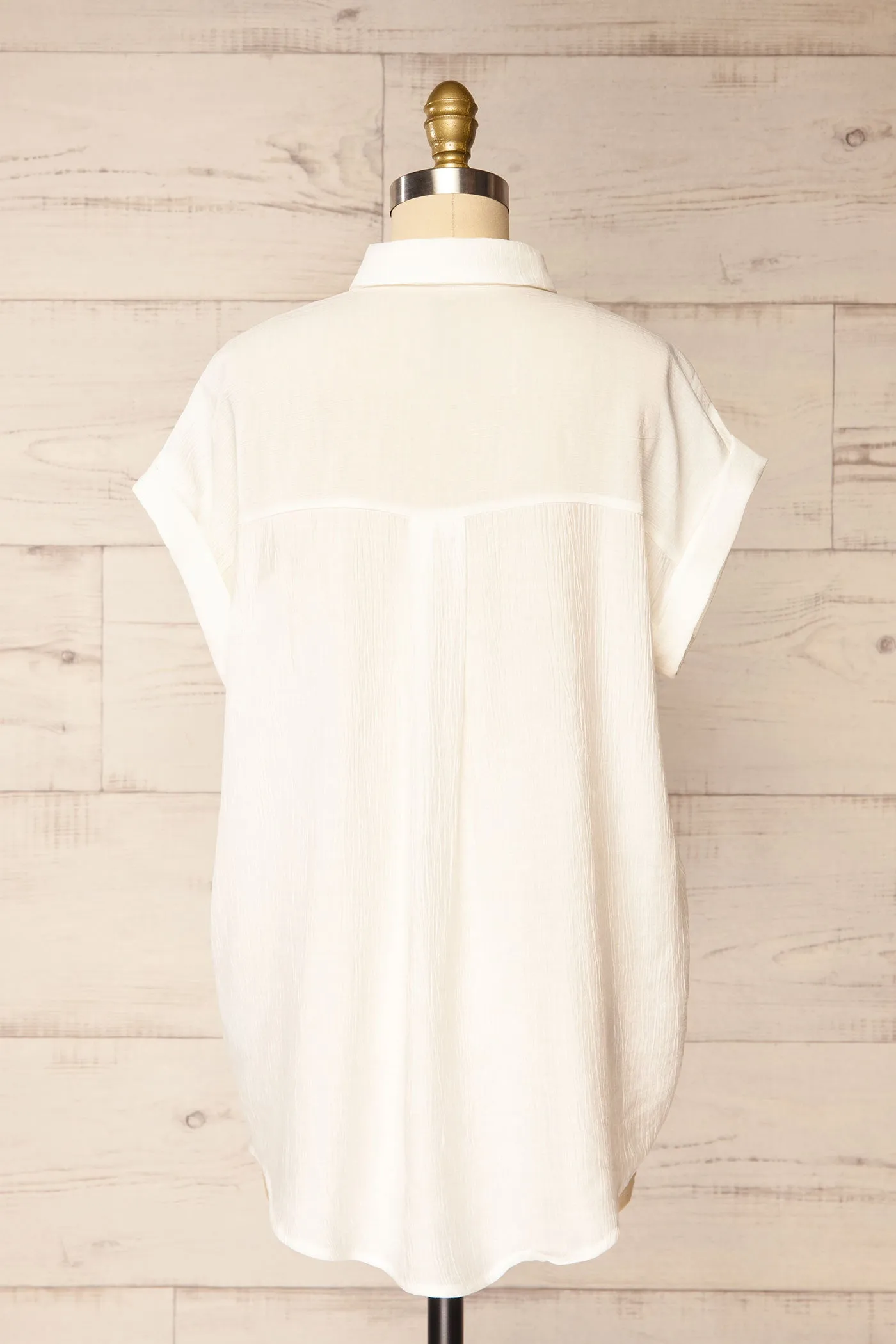 Patiala | Ivory Sheer Short Sleeve Button-Down Shirt sold by Boutique 1861 product image thumbnail 3