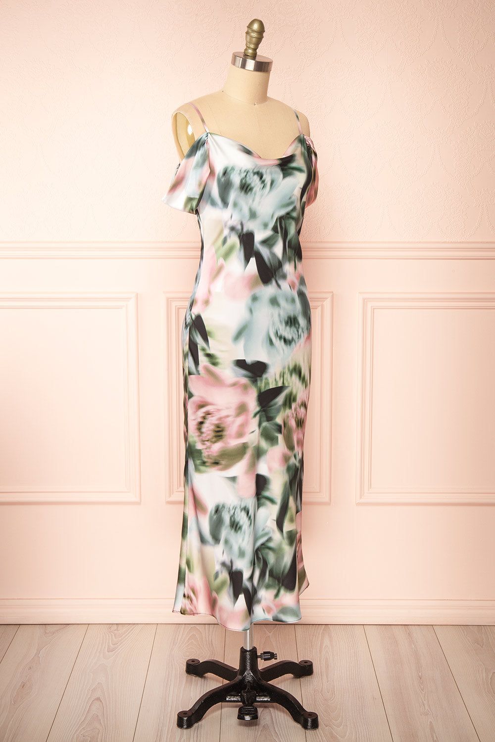 Nefera | Colorful Blurry Floral Satin Dress sold by Boutique 1861 product image thumbnail 3