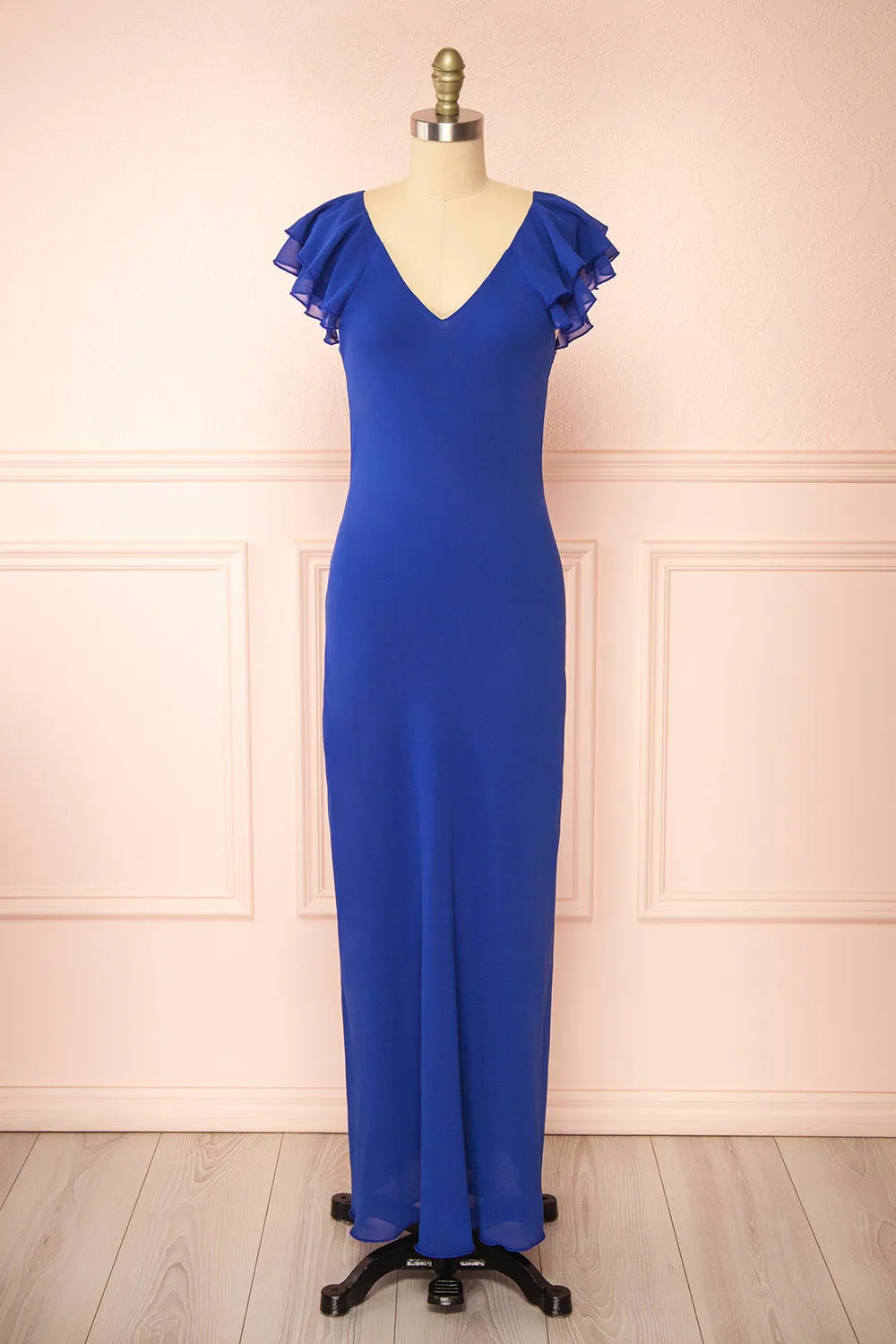 Fieria | Blue Maxi Dress w/ Ruffled Sleeves sold by Boutique 1861