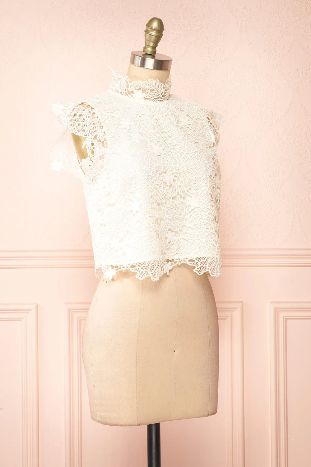 Perdy | Ivory Lace Crop Top sold by Boutique 1861 product image thumbnail 3