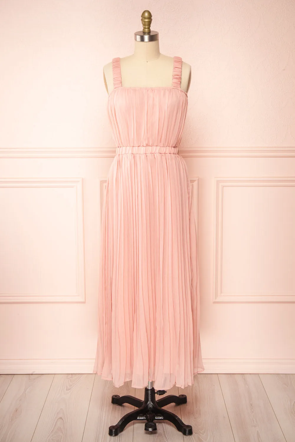 Inari Pink | Pleated Midi Dress sold by Boutique 1861