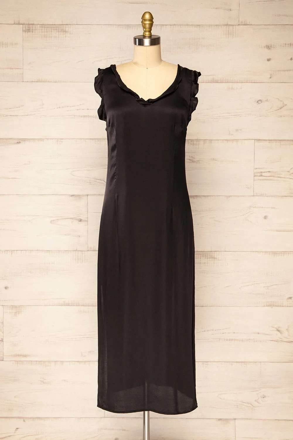 Drumburgh | Midi Black Dress w/ Ruffles sold by Boutique 1861